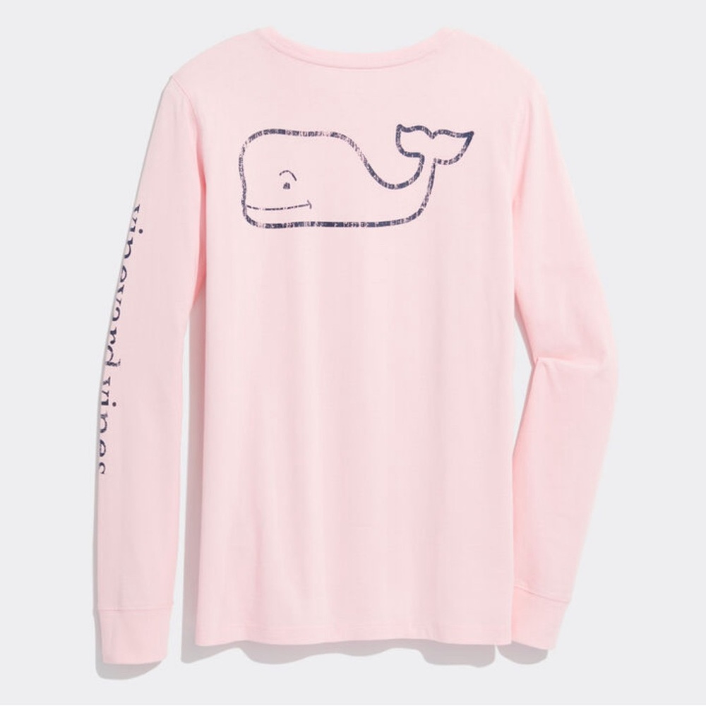 Vintage Whale Long-Sleeve Tee Pink
